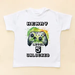 5th Birthday Unlocked Gamer Personalised T Shirt