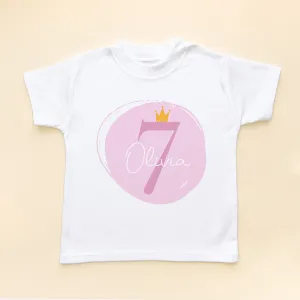 7th Birthday Girl Pink Theme Personalised T Shirt