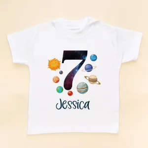 7th Birthday Solar System Personalised Space/Galaxy T Shirt
