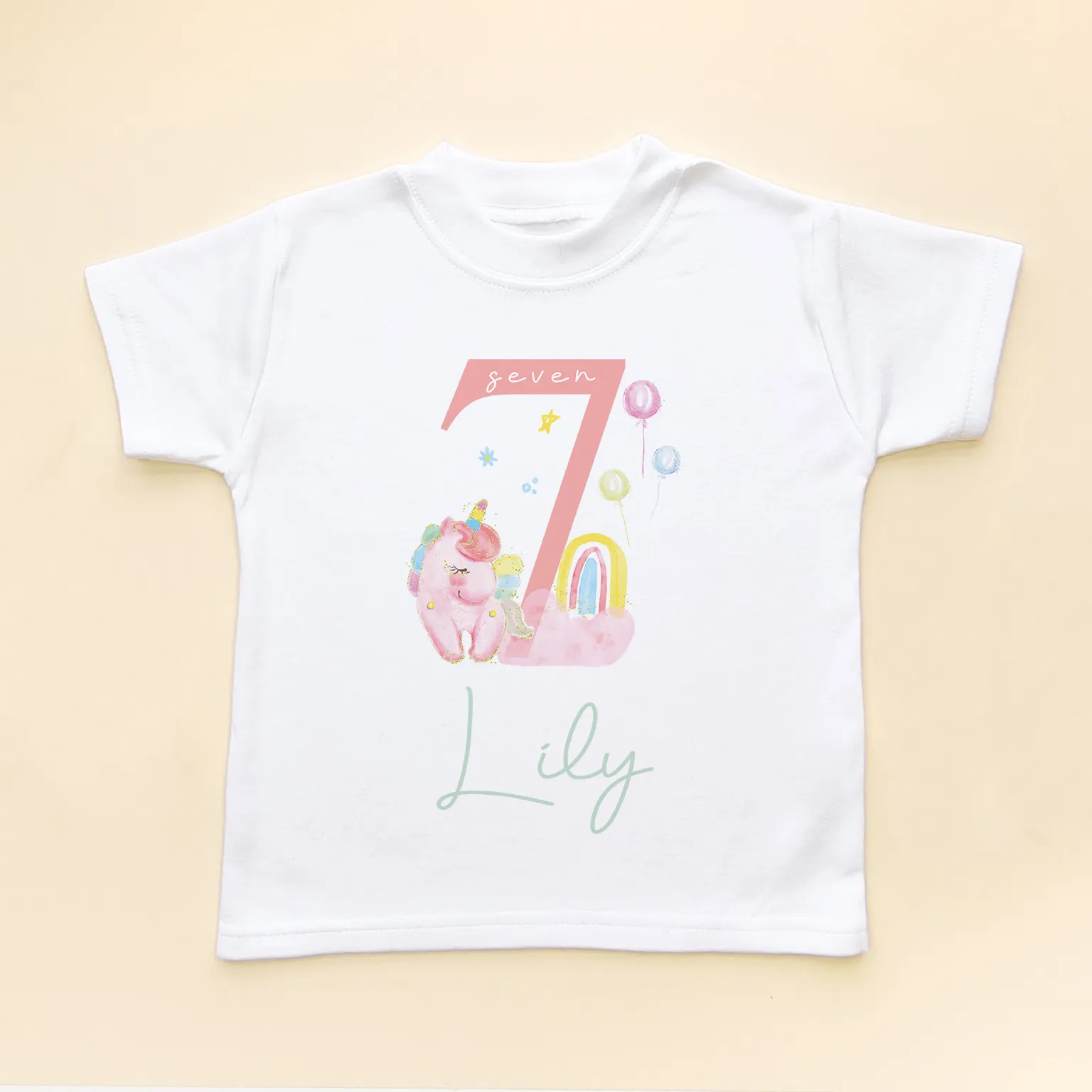 7th Birthday Unicorn Personalised T Shirt