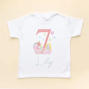 7th Birthday Unicorn Personalised T Shirt