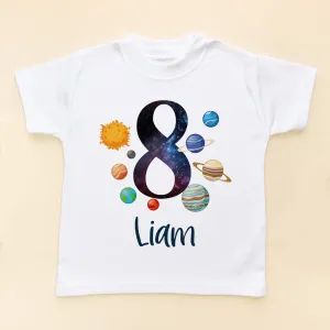 8th Birthday Solar System Personalised Space/Galaxy T Shirt