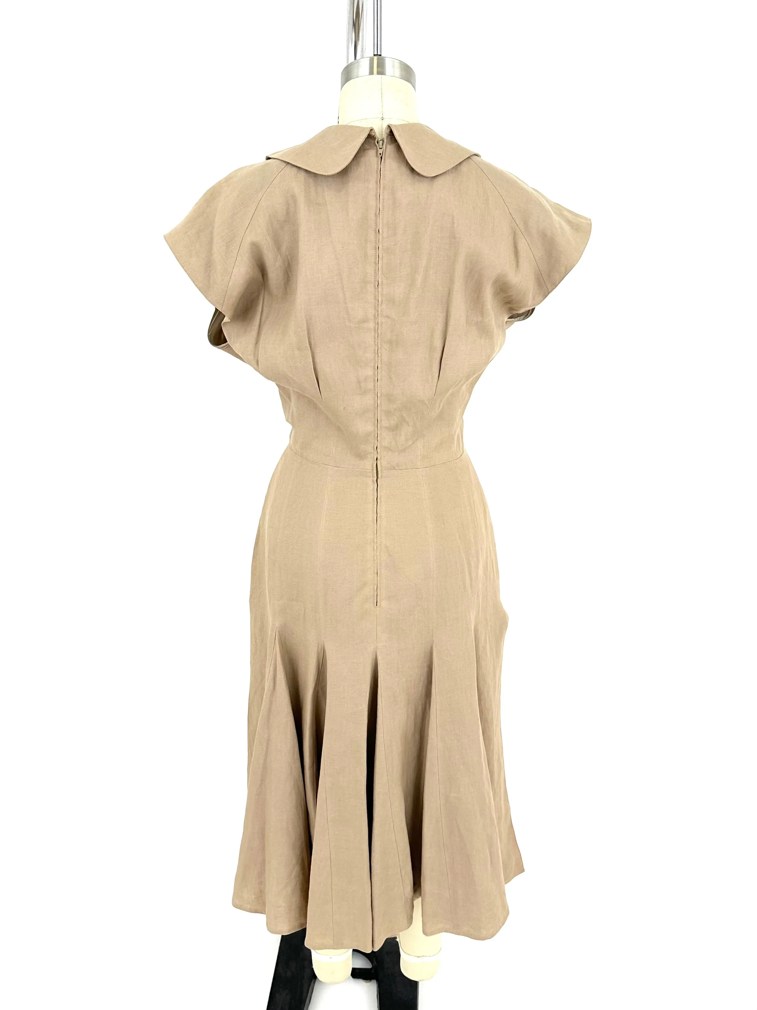 90s Karl Lagerfeld Linen Pleated Dress