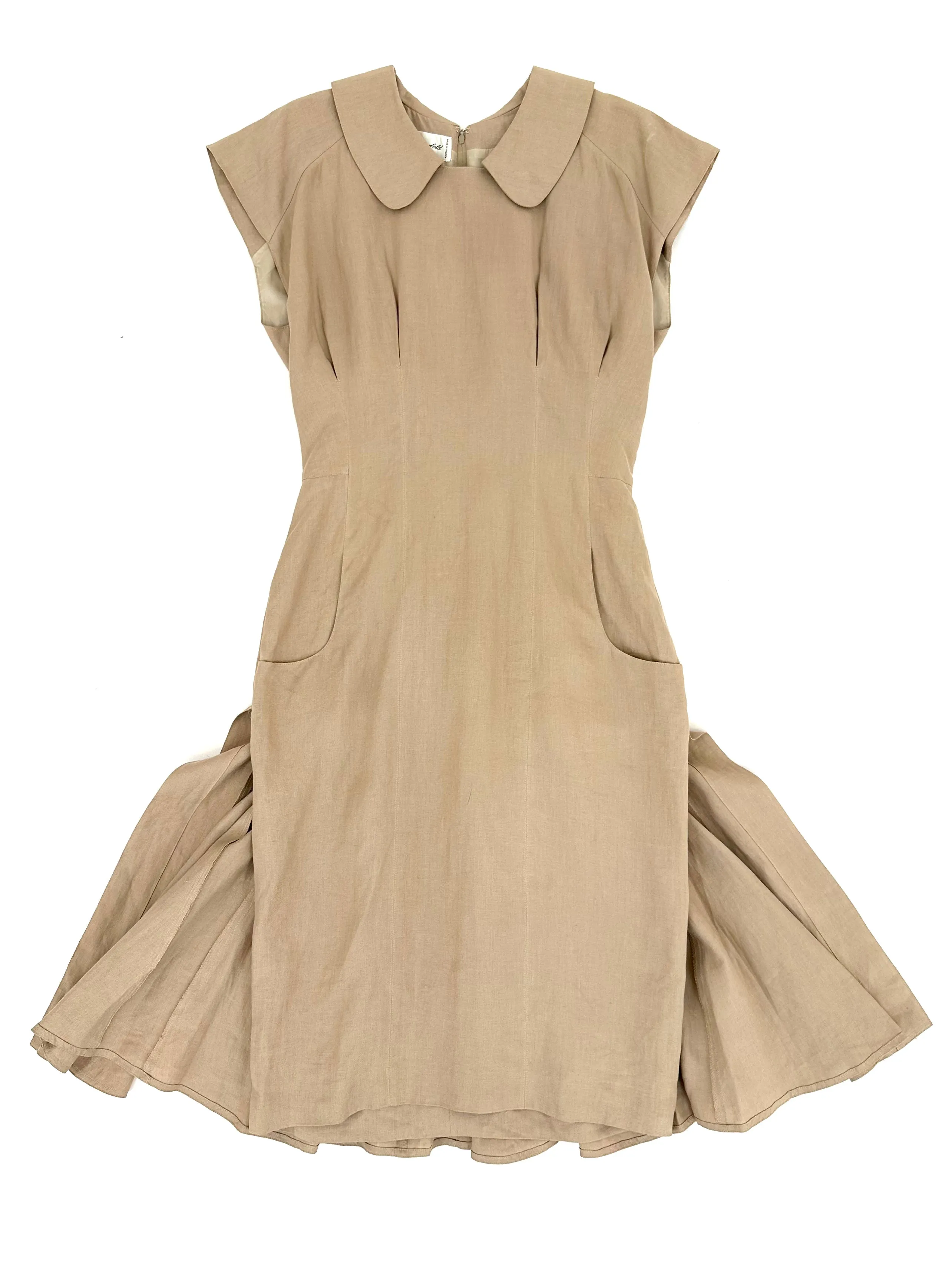 90s Karl Lagerfeld Linen Pleated Dress