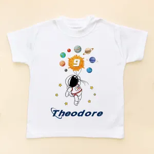 9th Birthday Astronaut Solar System Personalised T Shirt