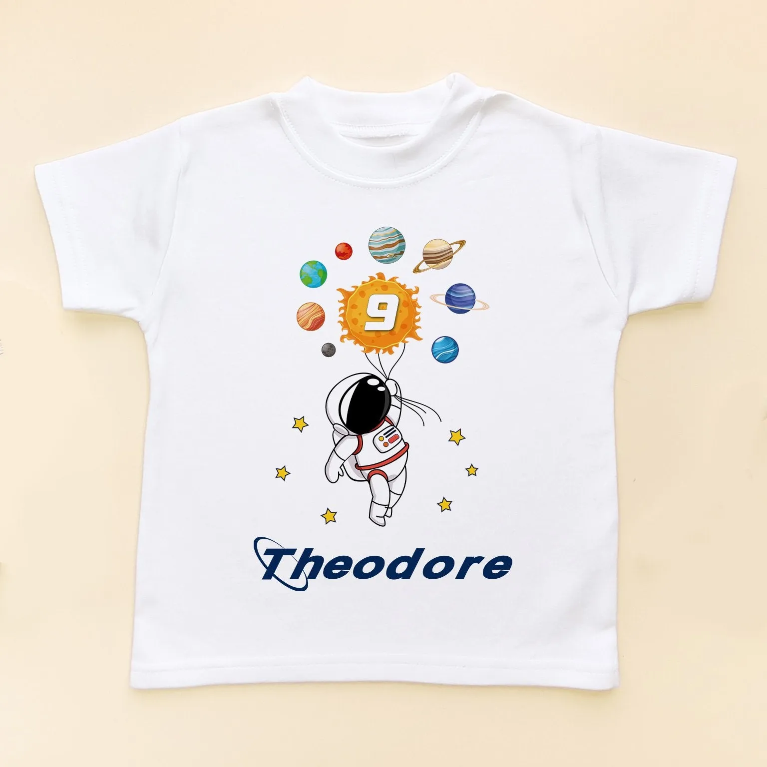 9th Birthday Astronaut Solar System Personalised T Shirt