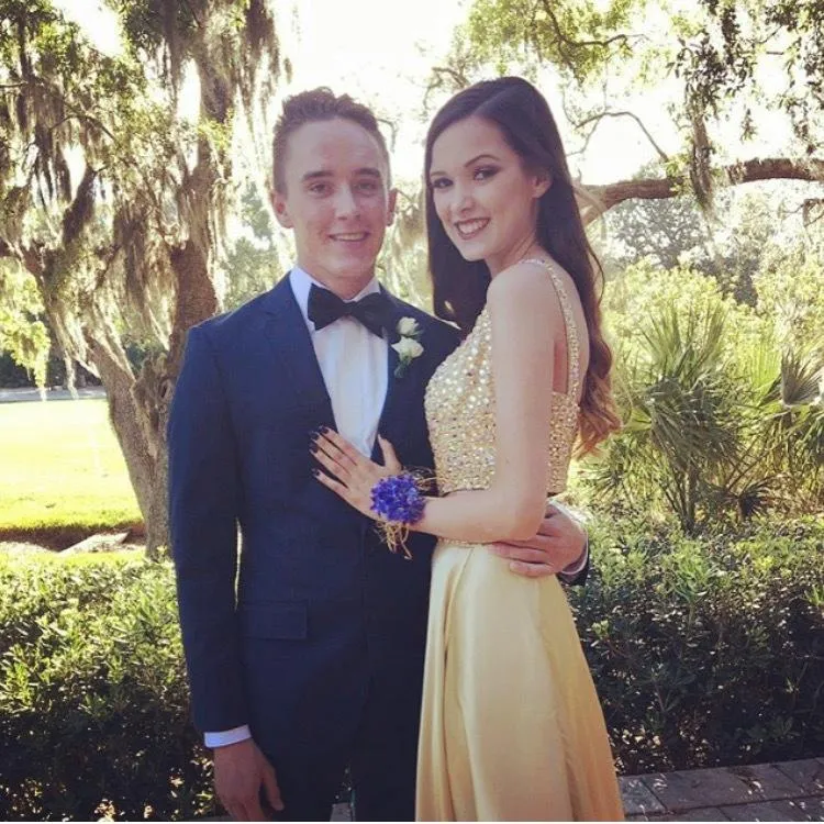 A Line V Neck 2 Pieces Red/Yellow/Blue Prom Dress, 2 Pieces Formal Dress, Evening Dress