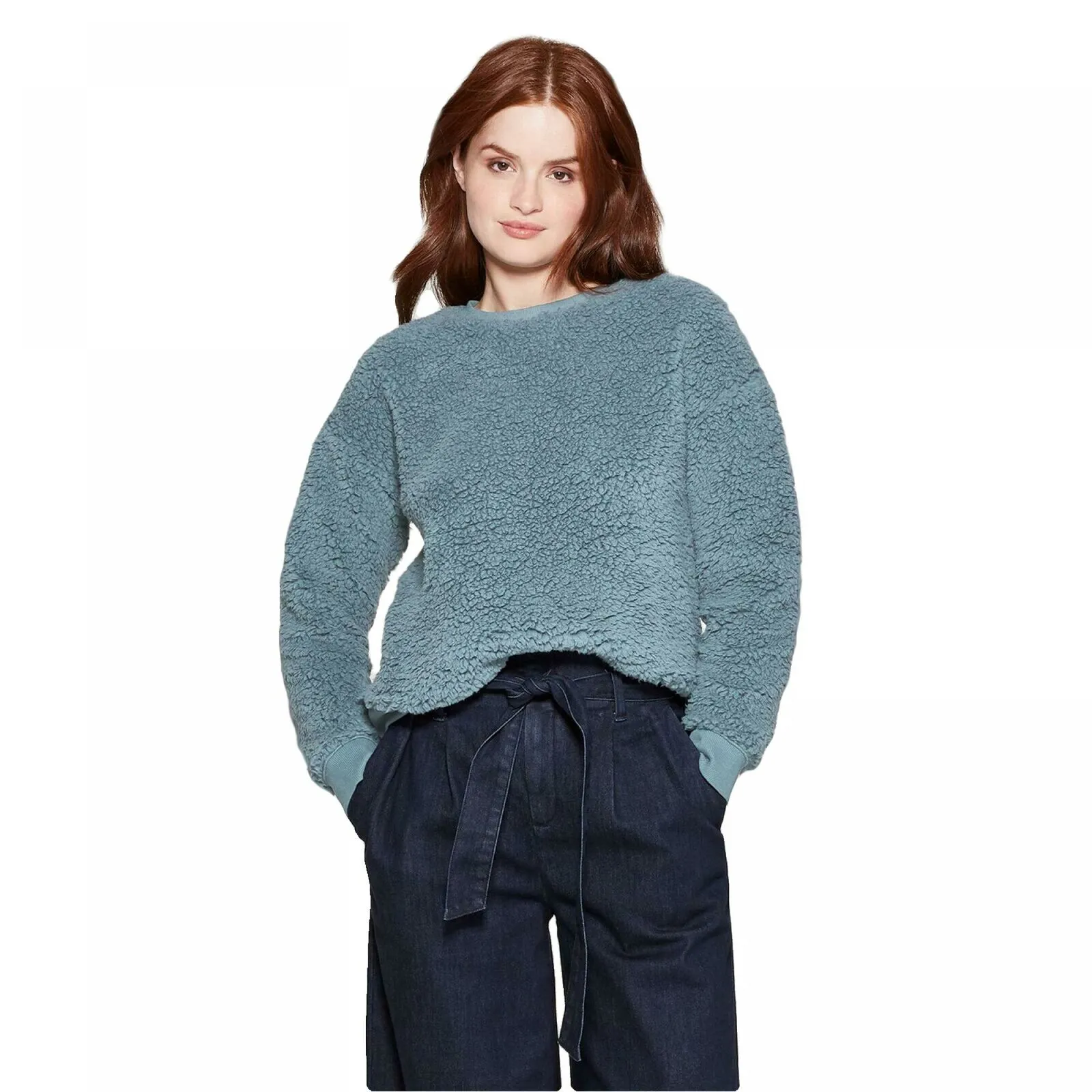 A New Day Women's Crewneck Sherpa Pullover Sweater