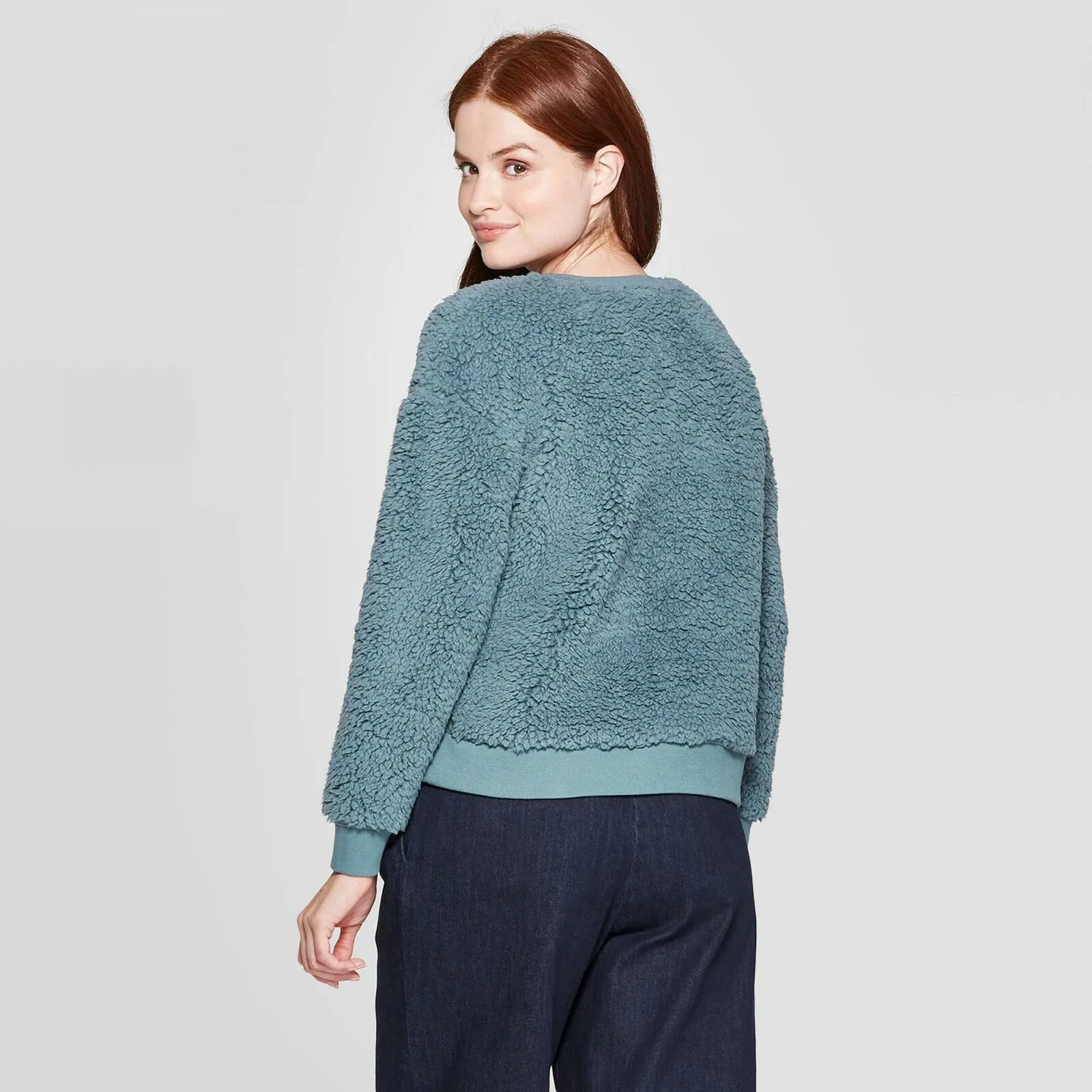 A New Day Women's Crewneck Sherpa Pullover Sweater