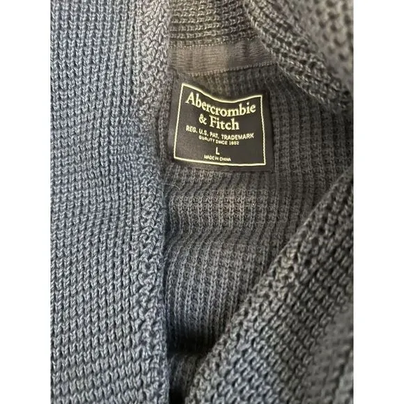 Abercrombie And Fitch Slate Blue Knit  Oversized Cardigan Sweater Sz L NWOT!