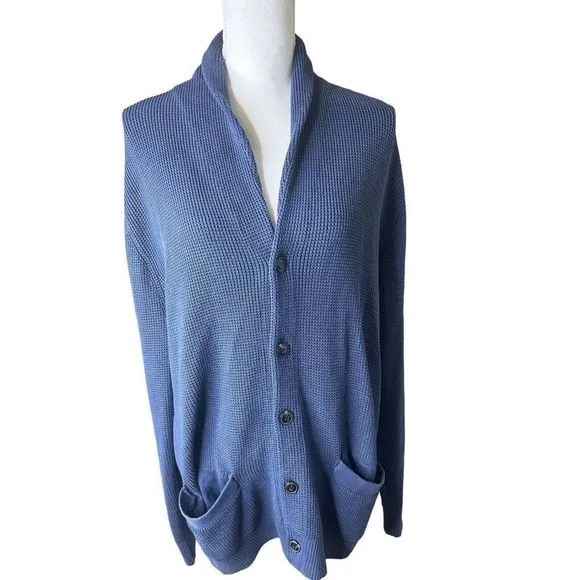 Abercrombie And Fitch Slate Blue Knit  Oversized Cardigan Sweater Sz L NWOT!