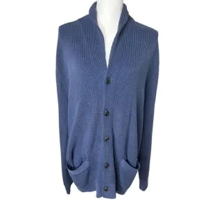 Abercrombie And Fitch Slate Blue Knit  Oversized Cardigan Sweater Sz L NWOT!