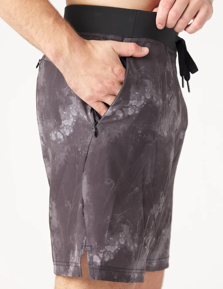 Acadia Short: Black Cloud Drip Print