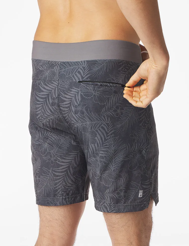 Acadia Short: Smoke Grey Tropic Print