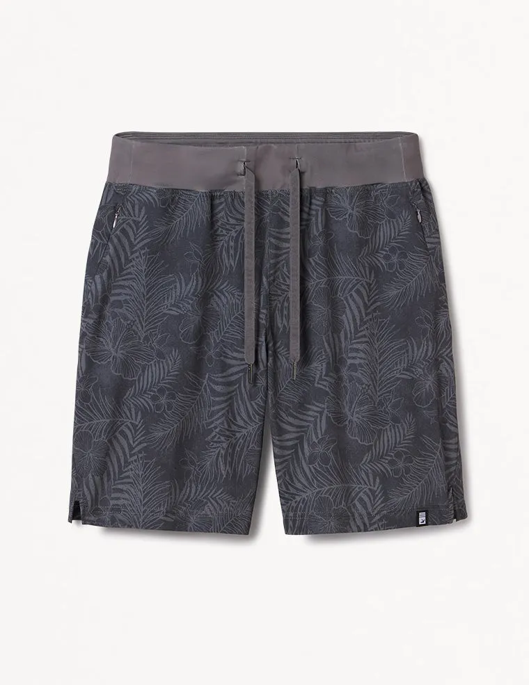 Acadia Short: Smoke Grey Tropic Print