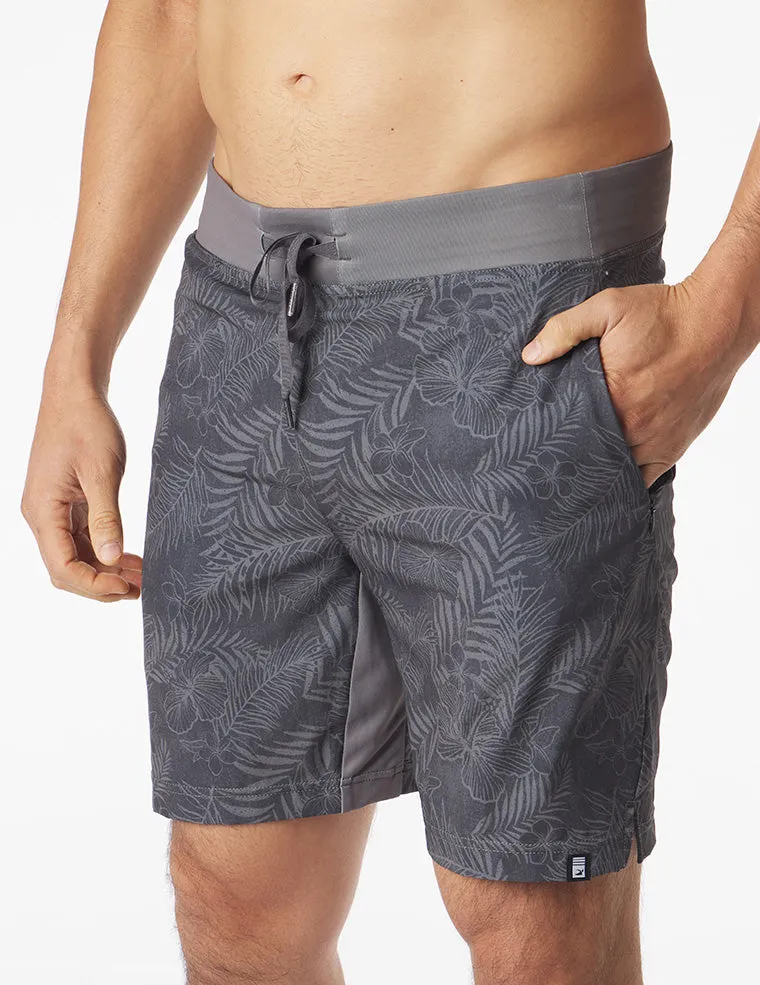 Acadia Short: Smoke Grey Tropic Print