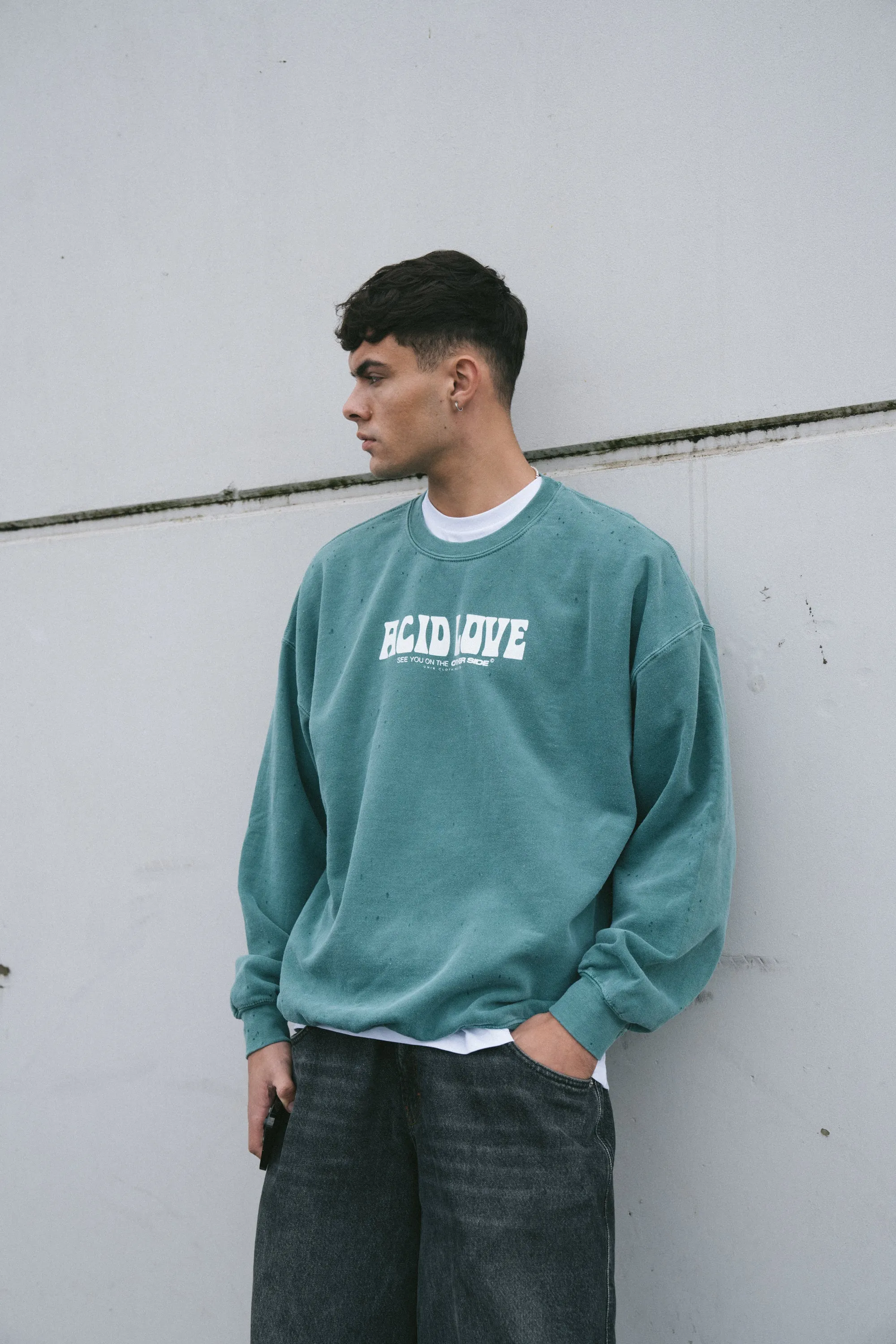 Acid Love 0.06 'Other Side' Sweatshirt - Vintage Washed Teal