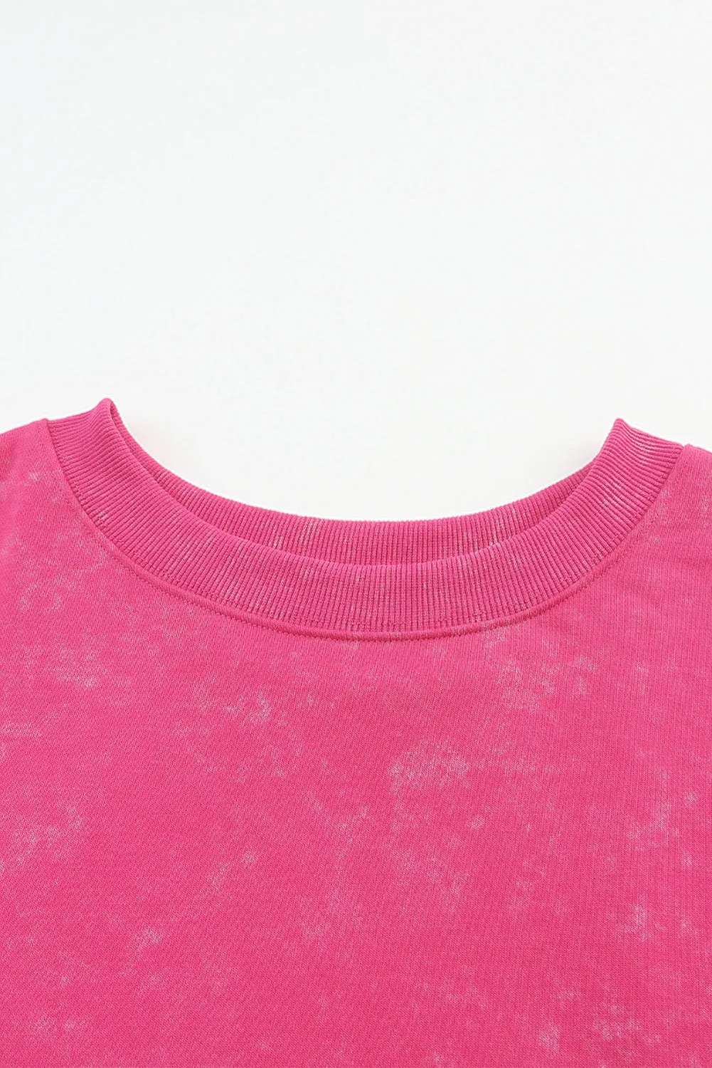 Acid Wash Relaxed Fit Seamed Pullover Sweatshirt with Slits
