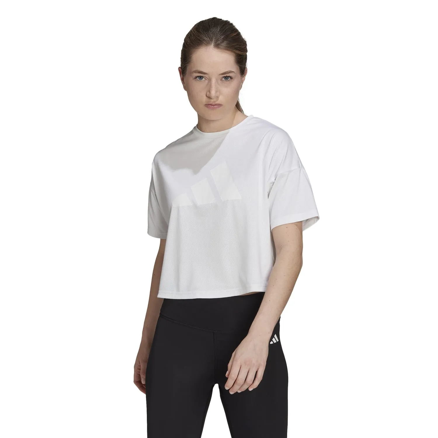 Adidas Women Train Icons 3 Bar Logo Tee White HK6965