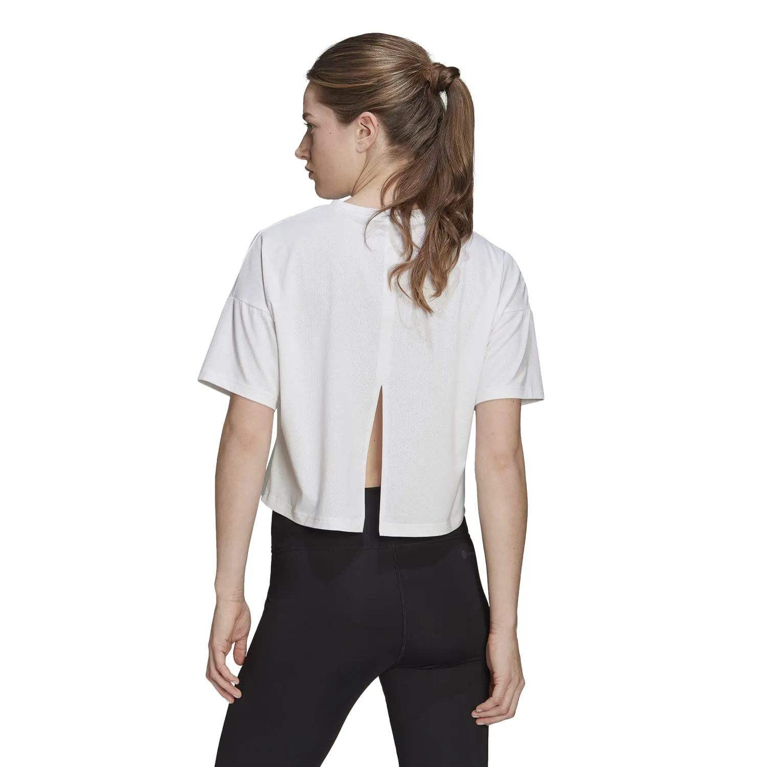 Adidas Women Train Icons 3 Bar Logo Tee White HK6965