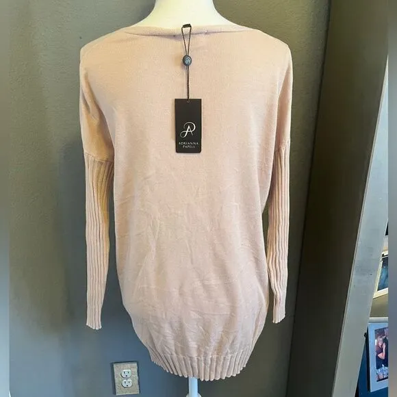 Adrianna Papell V-Neck Tunic Sweater NWT