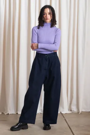 Ali Golden Ribbed Mock Sweater in Lilac