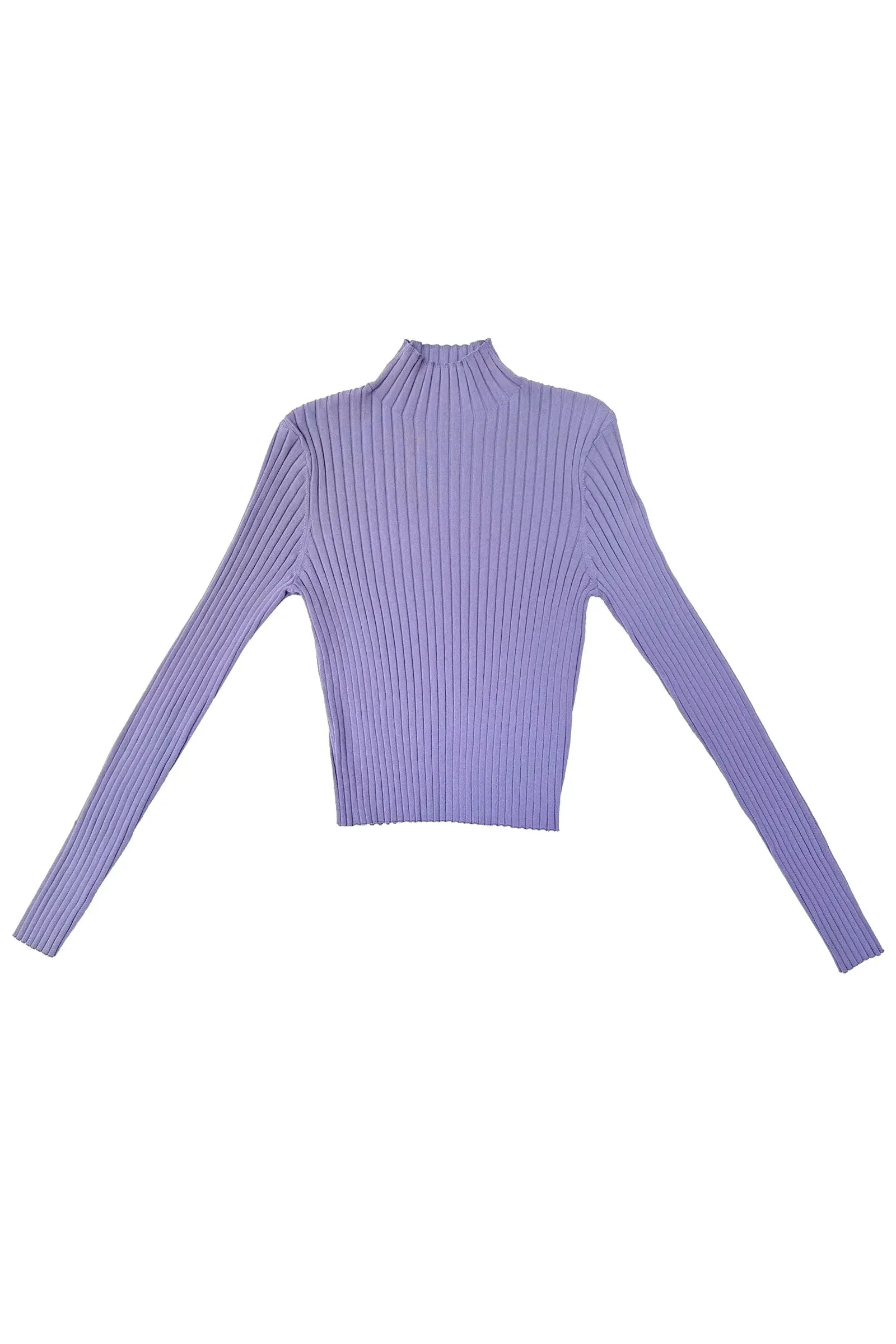 Ali Golden Ribbed Mock Sweater in Lilac