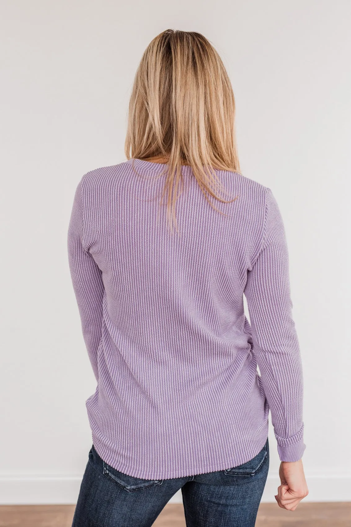 All Is Good Ribbed Long Sleeve Top- Lilac