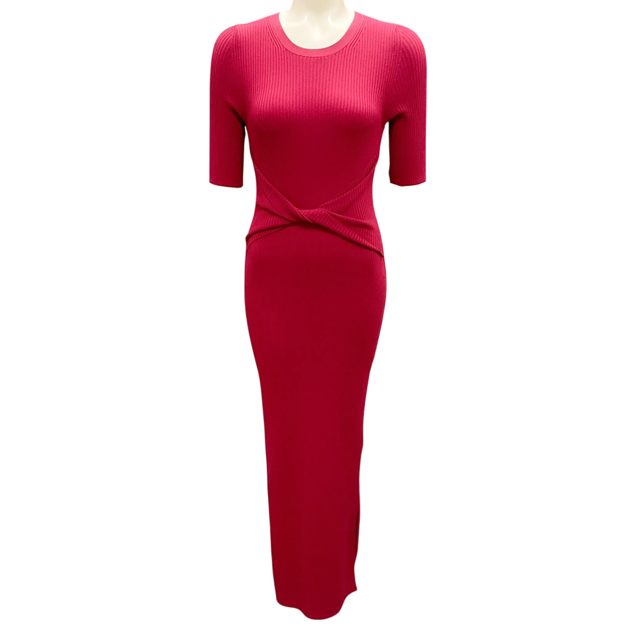 Altuzarra Syrah Argolis Twist-Front Ribbed Knit Midi Dress
