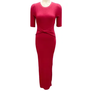 Altuzarra Syrah Argolis Twist-Front Ribbed Knit Midi Dress