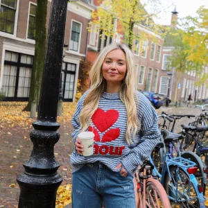 Amour streep trui blauw