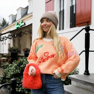 Amour trui beige oranje
