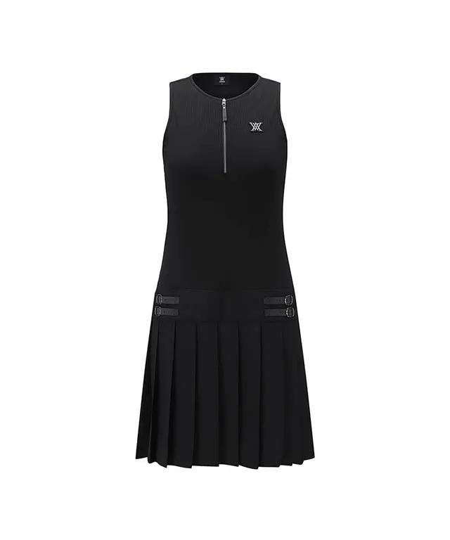 ANEW Golf: Women's Ribbed Pleated Block Bress - Black