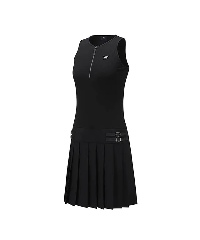 ANEW Golf: Women's Ribbed Pleated Block Bress - Black