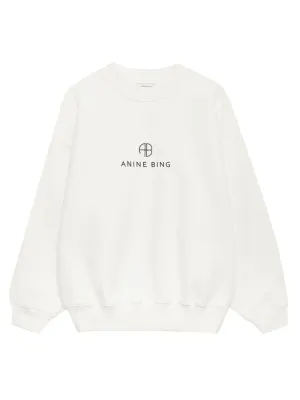Anine Bing Jaci Monogram Sweatshirt in Ivory
