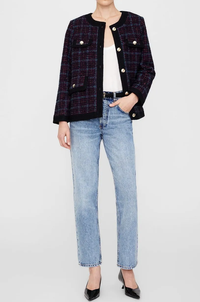 Anine Bing Lydia Jacket Blue/Red Tweed Multi