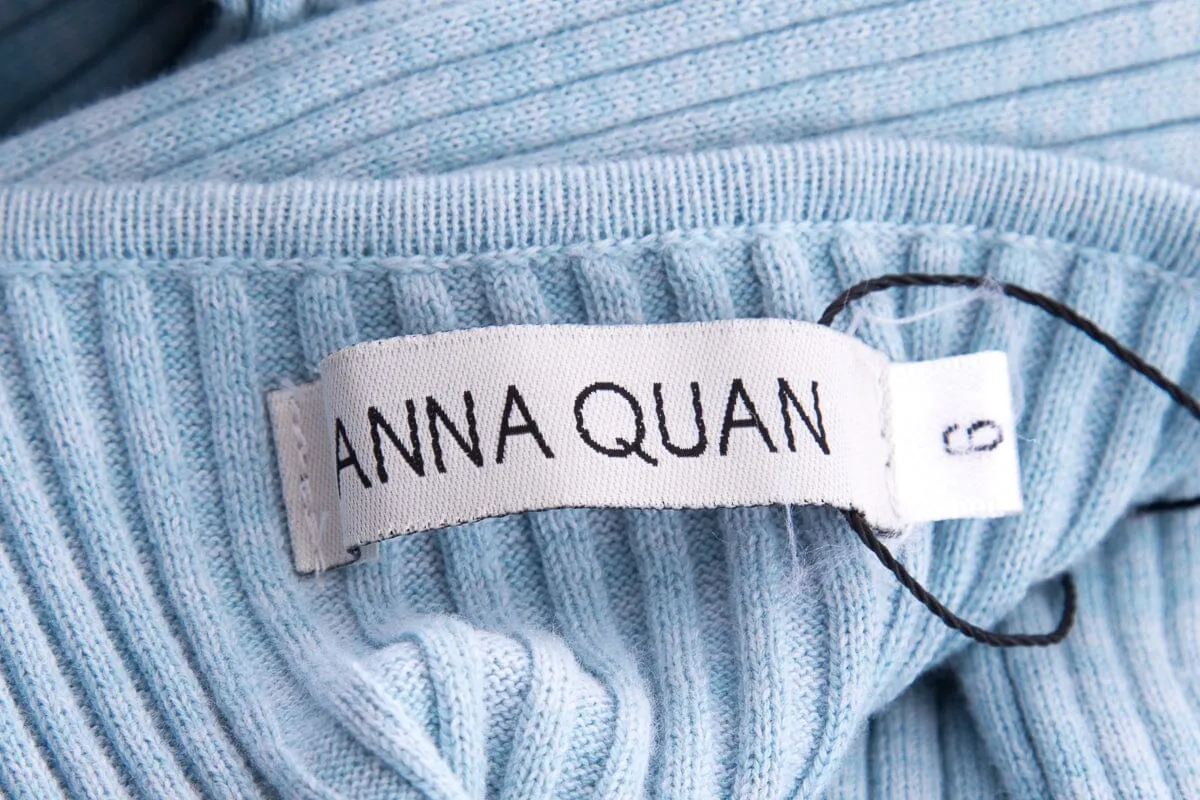 Anna Quan Light Blue Ribbed Maxi Dress SZ 6