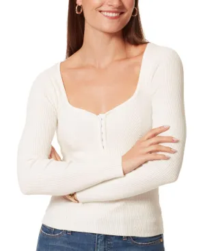 Anne Klein Jeans Women's Inara Ribbed Long-Sleeve Sweater 30189784 Anne White S