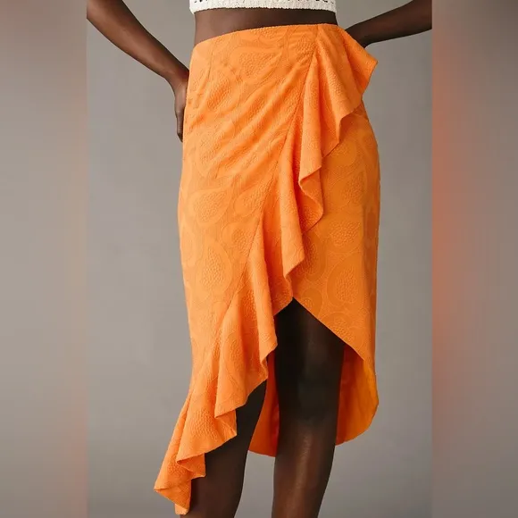 Anthropologie x Maeve Slim Ruffle Wrap Skirt