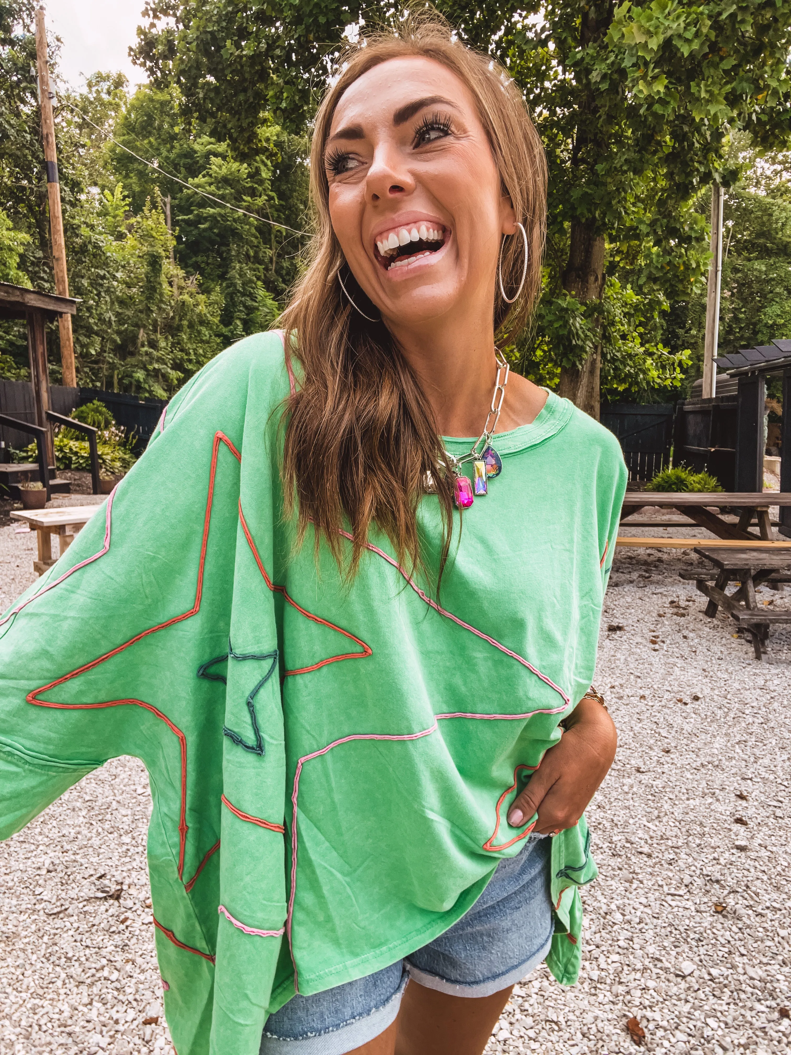 Apple Green Shoot For the Stars Oversize Dolman