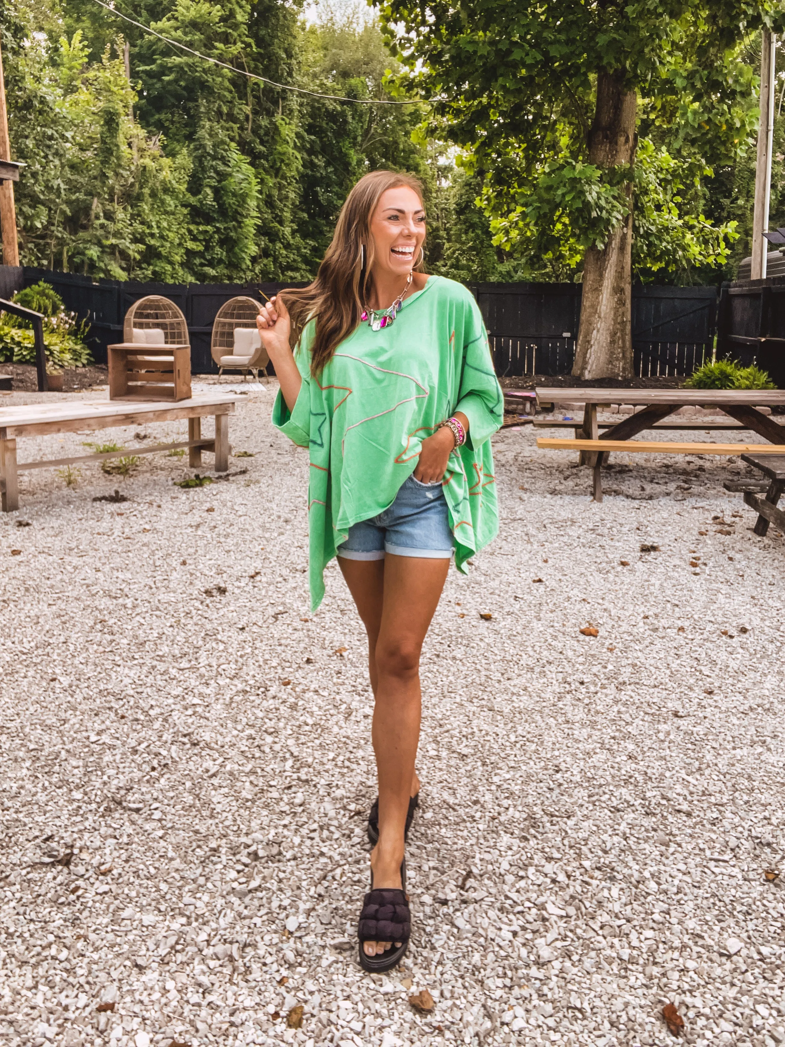 Apple Green Shoot For the Stars Oversize Dolman