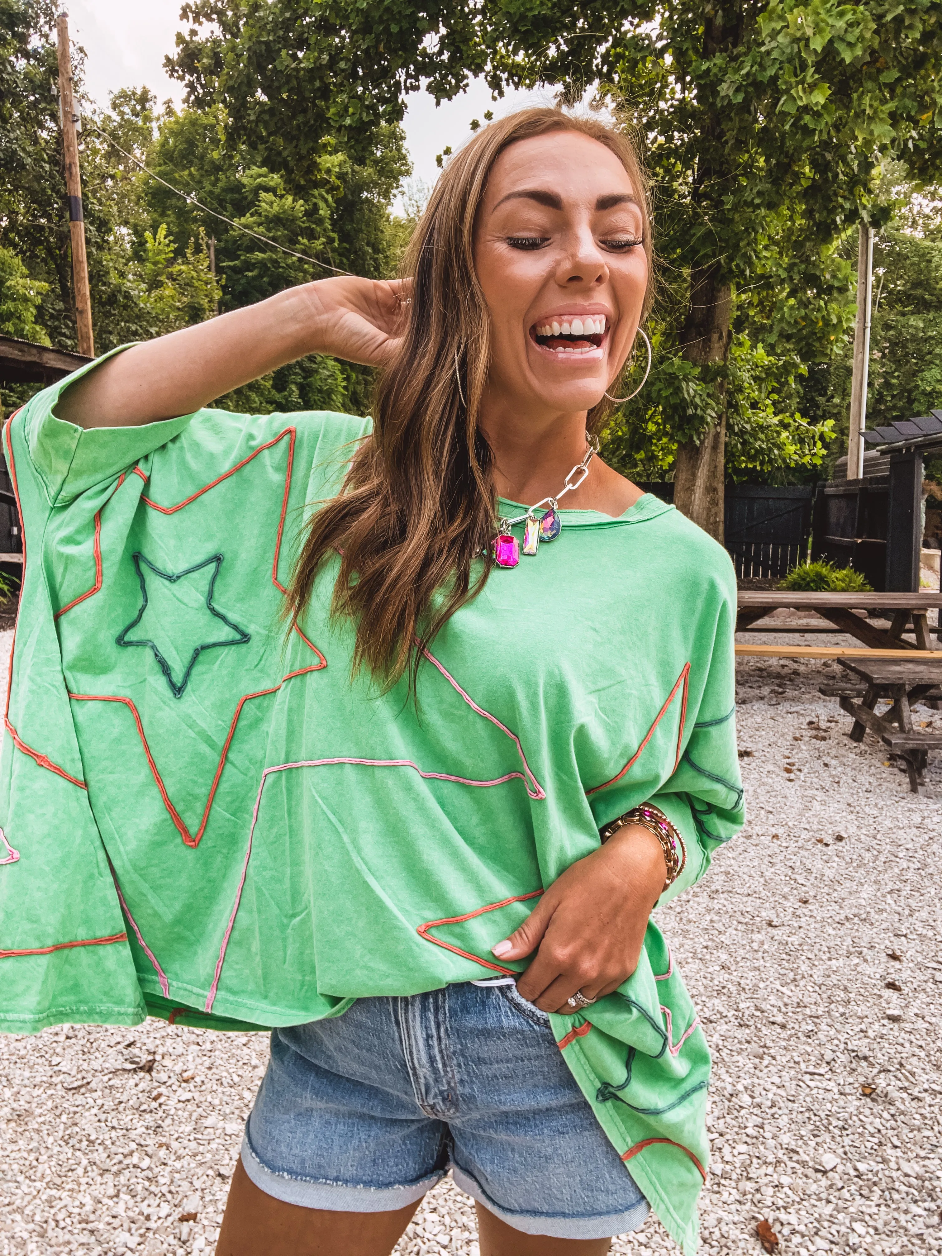 Apple Green Shoot For the Stars Oversize Dolman