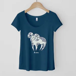 Aries Zodiac Symbol: The Ram - Women’s Flex Scoop Neck Tee
