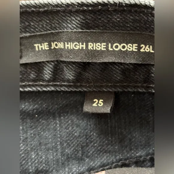 ARITZIA DENIM FORUM 25 Joni Hi-Rise Loose 26L Jean Black Wash Distressed Rips
