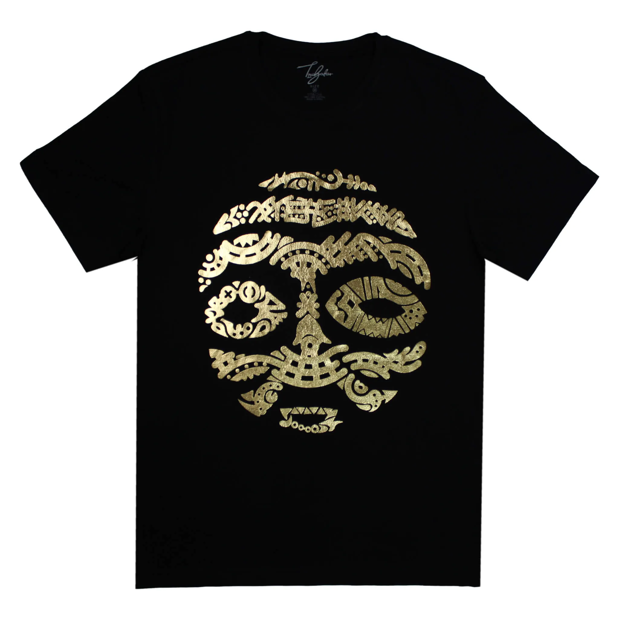 ASHANTI GOLD METTALIC WARRIOR MASK (UNISEX SHORT SLEEVE T-SHIRT)