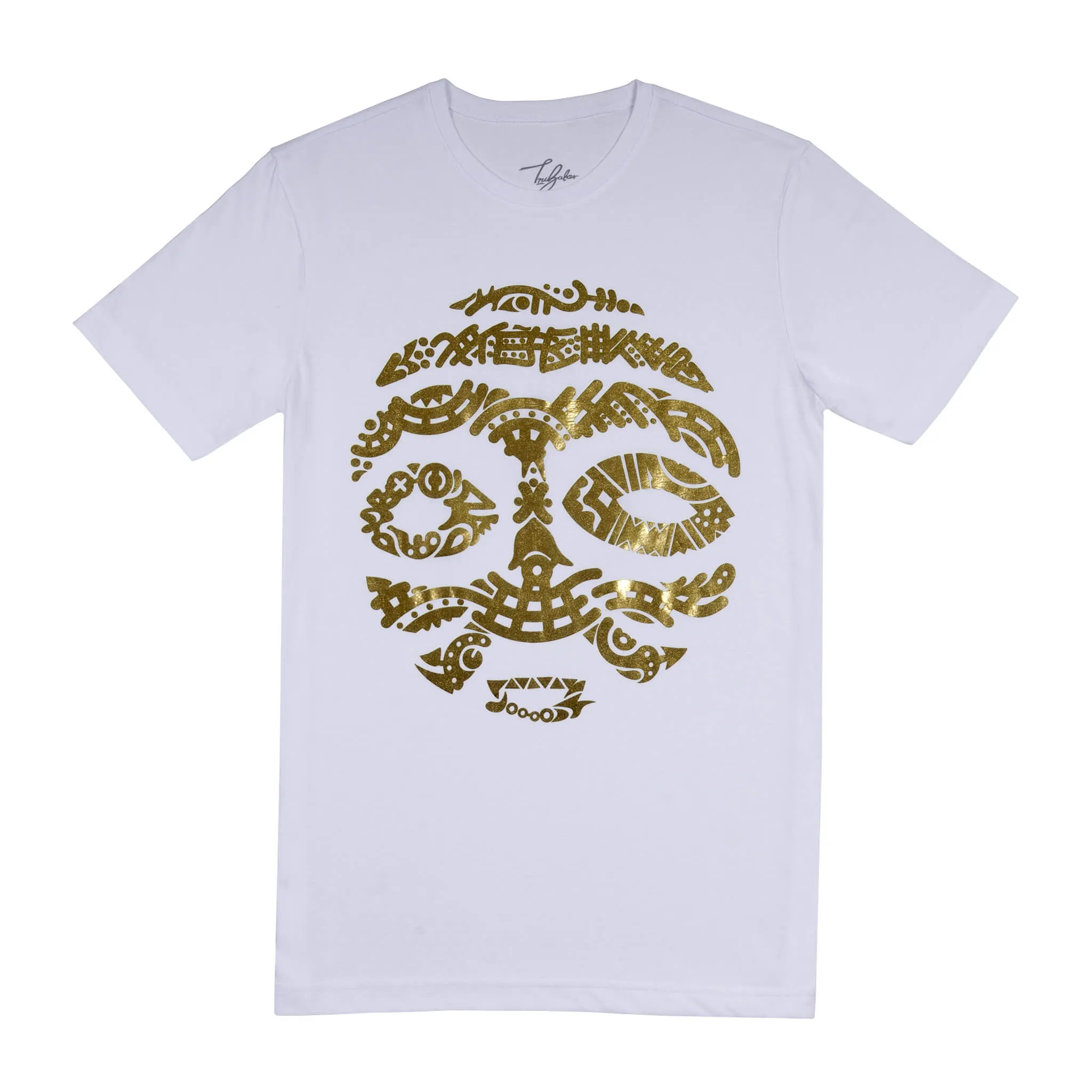 ASHANTI GOLD METTALIC WARRIOR MASK (UNISEX SHORT SLEEVE T-SHIRT)