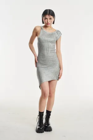 Astral Metallic Silver Mini Dress