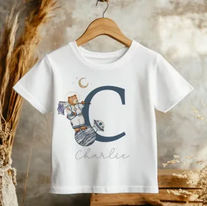 Astronaut Space Teddy Bear Personalised Toddler & Kids T Shirt