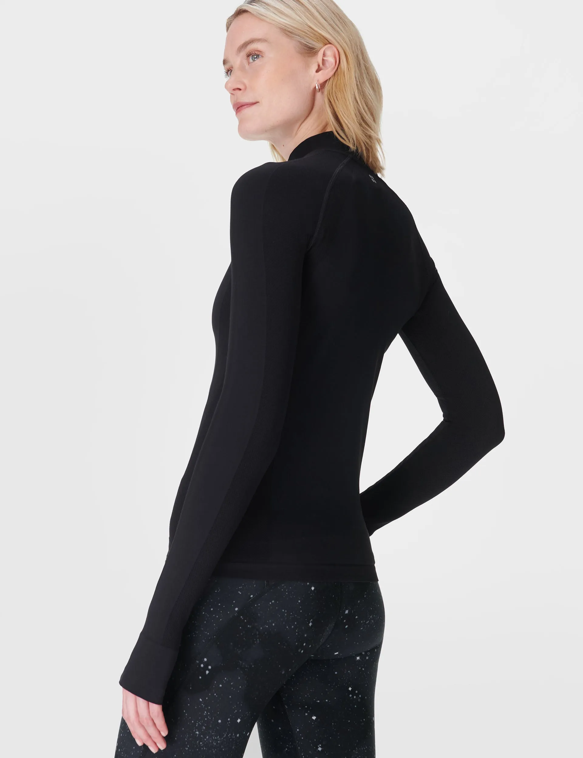 Athlete Seamless Workout Zip Up - Black