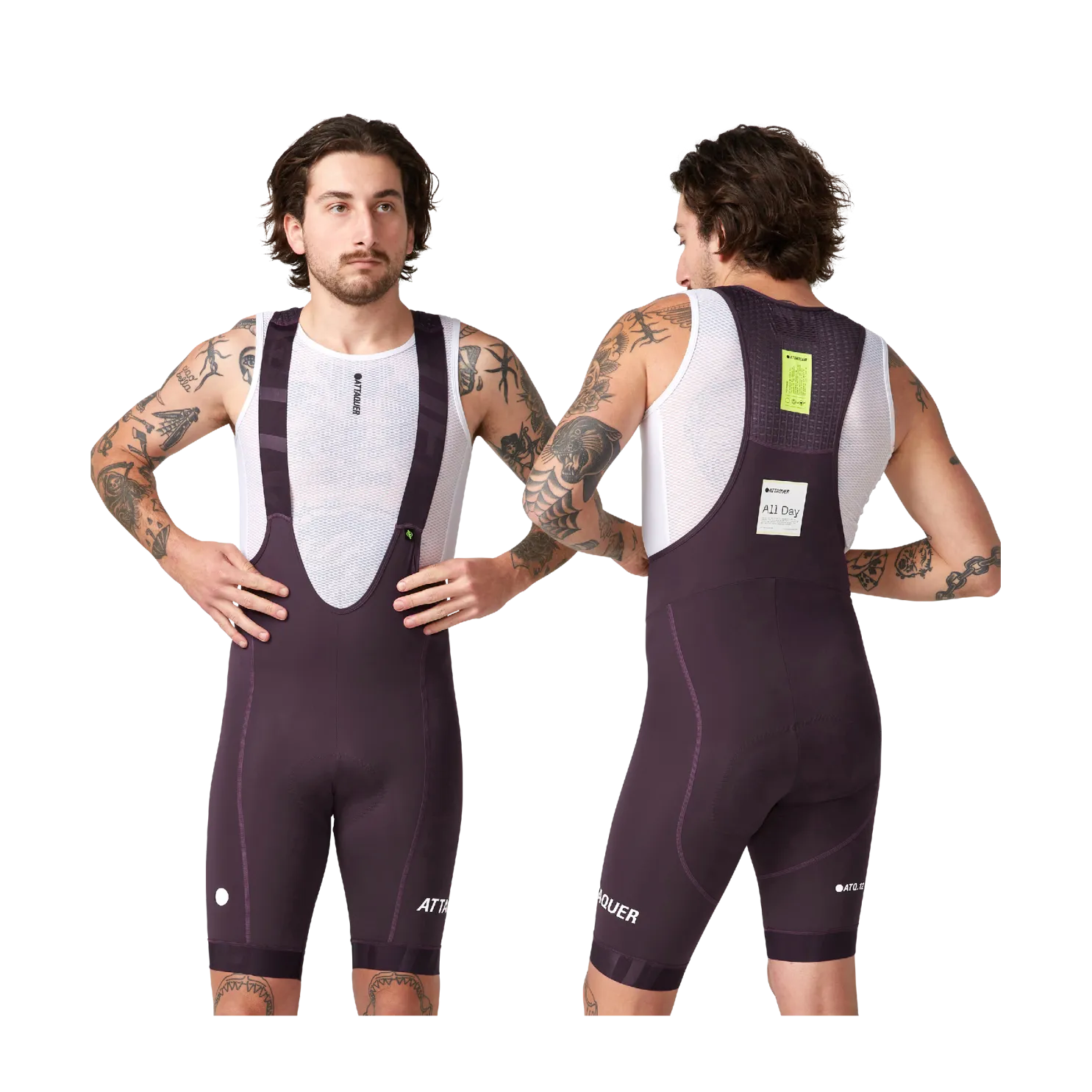 Attaquer All Day Bib Short - Aubergine